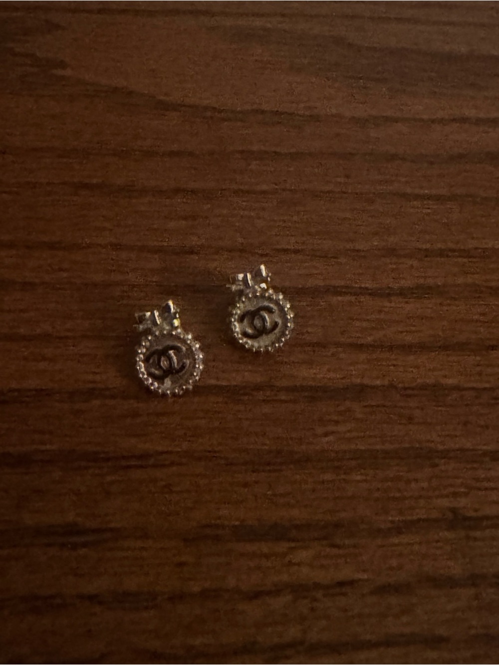 CHANEL CC Logo Crystal Halo Stud Earrings - Authentic